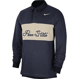 Nike Men's Penn State Nittany Lions Blue Dri-Fit Rugby Long Sleeve Polo