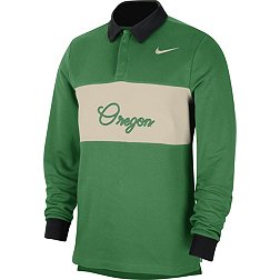 Nike Men's Oregon Ducks Green Dri-Fit Rugby Long Sleeve Polo