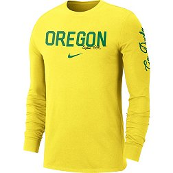 Nike Men's Oregon Ducks Yellow Cotton Varsity Game Long Sleeve T-Shirt