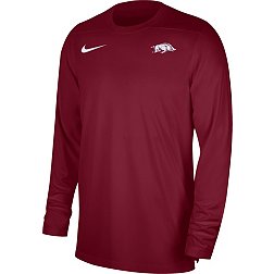 Nike Men's Arkansas Razorbacks Cardinal Football Coach Dri-FIT UV Long Sleeve T-Shirt