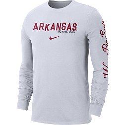 Nike Men's Arkansas Razorbacks White Cotton Varsity Game Long Sleeve T-Shirt