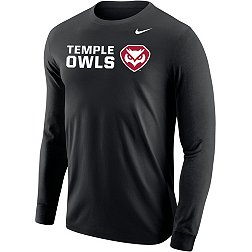Nike Men's Temple Owls  Black Core Cotton Long Sleeve T-Shirt