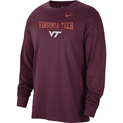Nike Men's Virginia Tech Hokies Maroon Classic Core Cotton Logo Long Sleeve T-Shirt