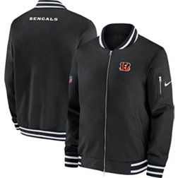 Nike Men's Cincinnati Bengals Sideline Coaches Black Full-Zip Bomber Jacket