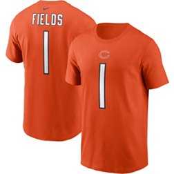 Nike Men's Chicago Bears Justin Fields #1 Orange T-Shirt
