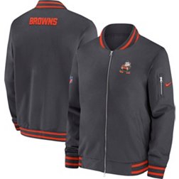 Nike Men's Cleveland Browns Sideline Coaches Anthracite Full-Zip Bomber Jacket
