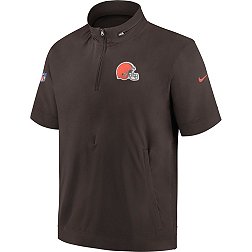 Nike Men's Cleveland Browns Sideline Coach Brown Short-Sleeve Jacket