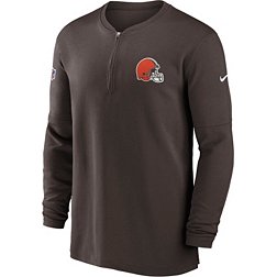 Nike Men's Cleveland Browns Sideline Brown Half-Zip Long Sleeve Top