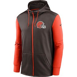 Nike Men's Cleveland Browns Therma-FIT Color Block Brown Full-Zip Hoodie