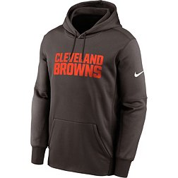 Nike Men's Cleveland Browns Therma-FIT Wordmark Brown Hoodie