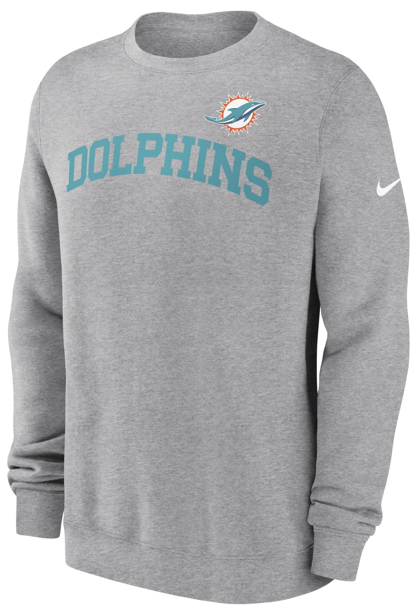 Nike Men's Miami Dolphins Club Dark Grey Heather Crew