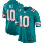 Nike Men's Miami Dolphins Tyreek Hill #10 Aqua Game Jersey