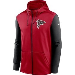Nike Men's Atlanta Falcons Therma-FIT Color Block Red Full-Zip Hoodie