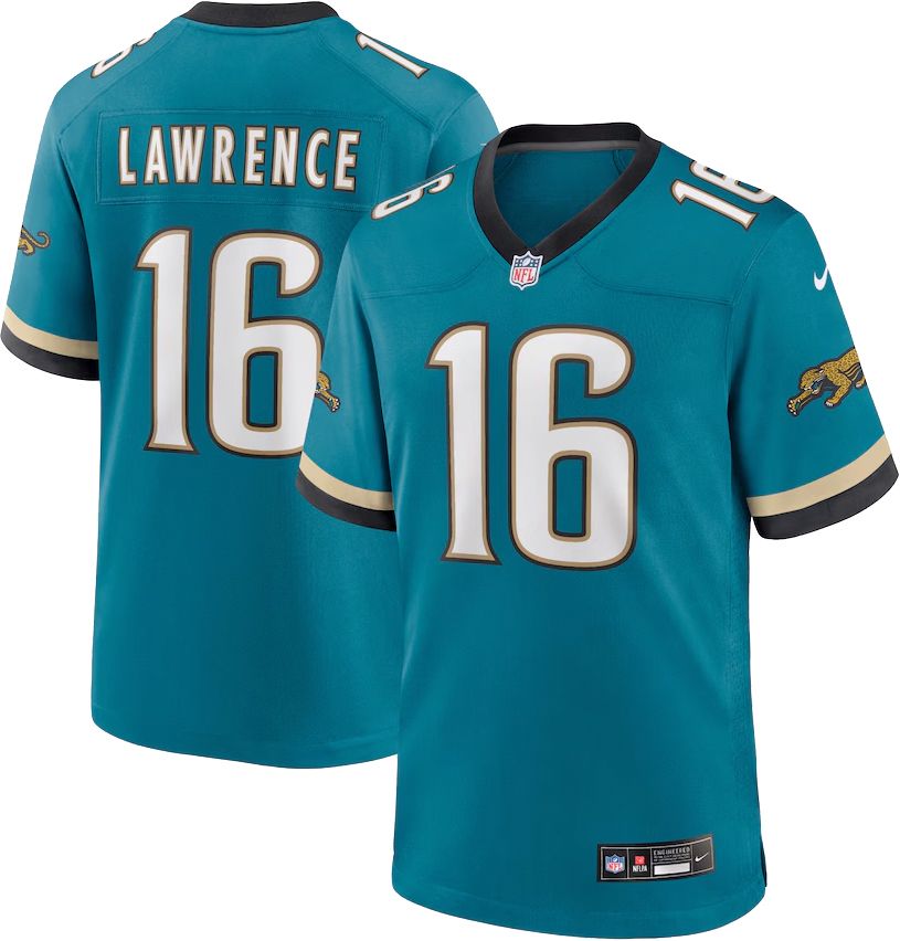 Nike Men's Jacksonville Jaguars Trevor Lawrence #16 Blustery 2nd Alternate Throwback Game Jersey