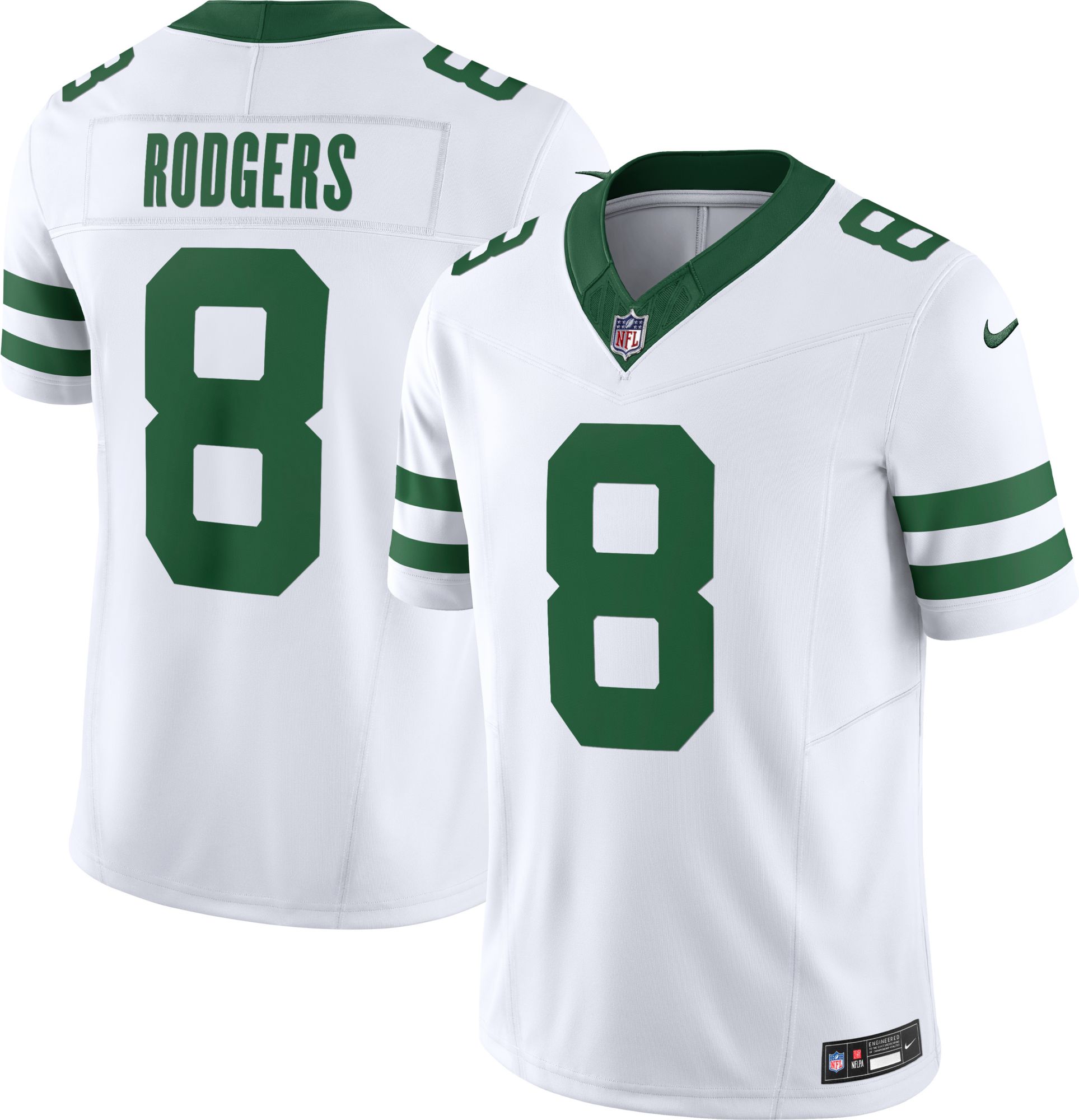 Nike Men's New York Jets Aaron Rodgers #8 Vapor F.U.S.E. White Limited Jersey