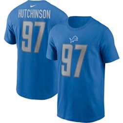 Nike Men's Detroit Lions Aidan Hutchinson #97 Blue T-Shirt