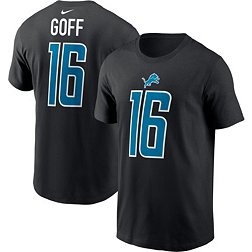 Nike Men's Detroit Lions Jared Goff #16 Black T-Shirt
