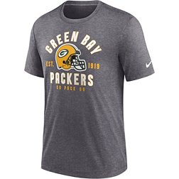 Nike Men's Green Bay Packers Blitz Stacked Dark Grey Heather T-Shirt