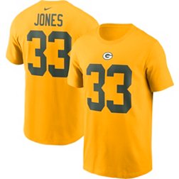 Nike Men's Green Bay Packers Aaron Jones #33 Gold T-Shirt