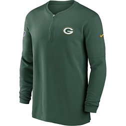 Nike Men's Green Bay Packers Sideline Green Half-Zip Long Sleeve Top