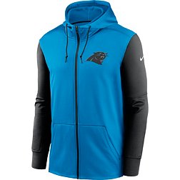 Nike Men's Carolina Panthers Therma-FIT Color Block Blue Full-Zip Hoodie
