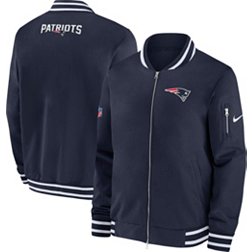 Nike Men's New England Patriots Sideline Coaches Navy Full-Zip Bomber Jacket
