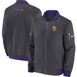 Nike Men's Minnesota Vikings Sideline Coaches Anthracite Full-Zip Bomber Jacket