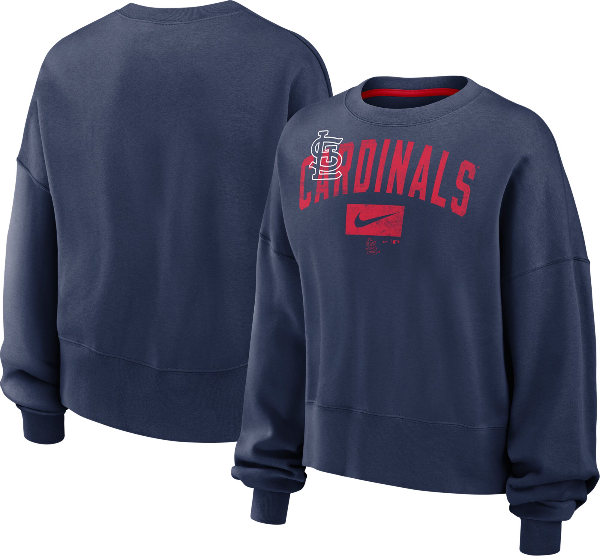 Nike Women's St. Louis Cardinals Navy Fleece Crew Neck Sweatshirt