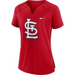 New Era St Louis Cardinals Womens Red Pigment Wash Flocked Scoop Short  Sleeve T-Shirt