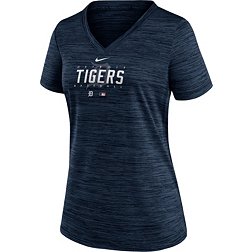 Detroit Tigers Ladies Curveball Babe Synthetic V Neck Fashion Top by  Majestic