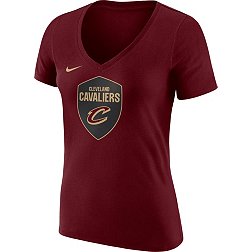 Women's Cleveland Cavaliers Gray Deep V-Neck Tri-Blend Half-Sleeve T-Shirt