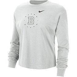 Nike Men's Brown University Bears Grey Boxy Long Sleeve Cropped T-Shirt