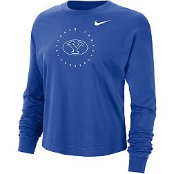Nike Men's BYU Cougars Blue Boxy Long Sleeve Cropped T-Shirt