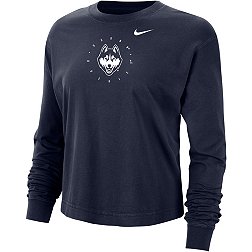 Nike Men's UConn Huskies Blue Boxy Long Sleeve Cropped T-Shirt