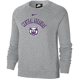 Nike Women's Central Arkansas Bears  GreyGrey Varsity Arch Logo Crew Neck Sweatshirt
