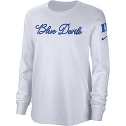 Nike Women's Duke Blue Devils White Cotton Letterman Long Sleeve T-Shirt