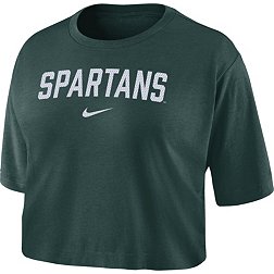 Nike Women's Michigan State Spartans Green Dri-FIT Logo Cropped T-Shirt
