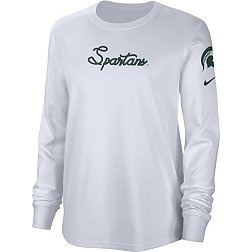 Nike Women's Michigan State Spartans White Cotton Letterman Long Sleeve T-Shirt