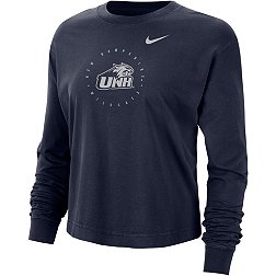 Nike Men's New Hampshire Wildcats Blue Boxy Long Sleeve Cropped T-Shirt
