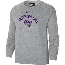 Nike Women's Northern Iowa Panthers  Grey Varsity Arch Logo Crew Neck Sweatshirt