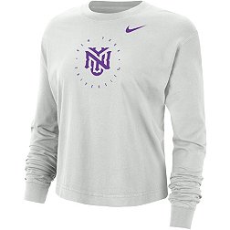 Nike Men's NYU Violets Grey Boxy Long Sleeve Cropped T-Shirt