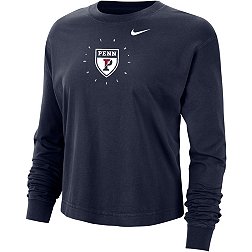 Nike Men's University of Pennsylvania Quakers Blue Boxy Long Sleeve Cropped T-Shirt