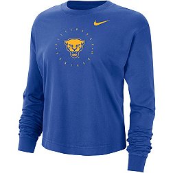 Nike Men's Pitt Panthers Blue Boxy Long Sleeve Cropped T-Shirt