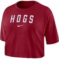 Nike Women's Arkansas Razorbacks Cardinal Dri-FIT Logo Cropped T-Shirt