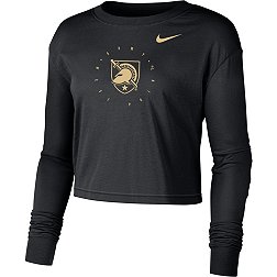 Nike Men's Army West Point Black Knights Black Boxy Long Sleeve Cropped T-Shirt
