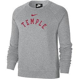 Nike Women's Temple Owls Grey Varsity Arch Logo Crew Neck Sweatshirt