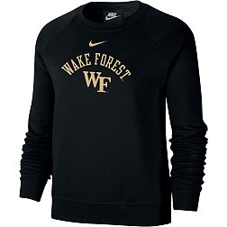 Nike Women's Wake Forest Demon Deacons Black Varsity Arch Logo Crew Neck Sweatshirt