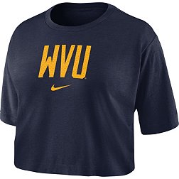 Nike Women's West Virginia Mountaineers Blue Dri-FIT Logo Cropped T-Shirt