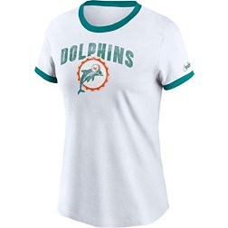 Nike Women's Miami Dolphins Rewind Team Stacked White T-Shirt