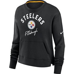Nike Women's Pittsburgh Steelers Arch Team High Hip Black Cropped Crew